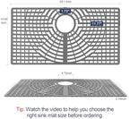 Silicone Sink Protector 28"x15" Rear Drain Hole, Heat Resistant Non-slip Dishwasher Suitable, Large Mat for Bottom of Farmhouse Kitchen Stainless Steel Sink(Grey)