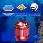 ORCATORCH D560 Mini Scuba Dive Light Headlamp 650 Lumen Mask Diving Flashlight with 360° Rotatable Mask Clip, Underwater 150m Backup Headlight with Rotary Switch (Not Included Snorkel Mask) (Red)