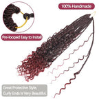TBUG Goddess Crochet Braids 24 Inch Ombre Burgundy Crochet Boho Braids 8 Packs 3X Crochet Hair Bohomian Box Braids Crochet Braids Messy Pre-looped Synthetic Crochet Braids for Black Women
