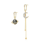 Sylph Star Earrings - Chic Dangly Earrings for Women, Moon Earrings, Star Jewelry, Celestial Earrings, Stylish Drop & Dangle Earrings, Gold Plated, Zircon