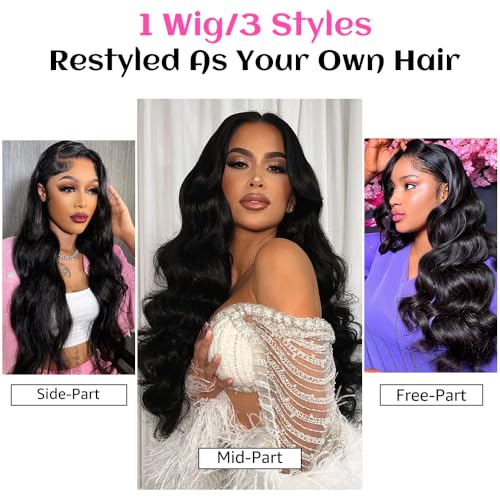 26 Inch 13x6 Lace Front Wigs Human Hair 200% Density Body Wave Lace Front Wigs Human Hair Pre Plucked Glueless Wigs Human Hair For Women HD Lace Frontal Wig Human Hair With Baby Hair