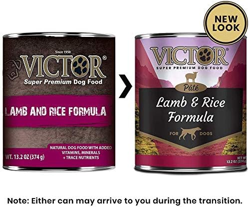 Victor Super Premium Dog Food – Lamb and Rice Formula Pâté – Canned Wet Adult Dog and Puppy Food - All Breed Sizes, 12 x 13.2 oz Cans