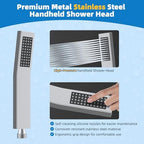 Hibbent All Metal Shower Head, 10'' High Pressure Rainfall Shower Head, Showerhead Combo, Handheld Shower Wand, 12'' Adjustable Curved Shower Extension Arm, 71'' Hose, Shower Head Holder, Chrome