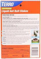 TERRO T1813B Outdoor Ready-to-Use Liquid Ant Bait Stake Ant Killer Trap - Kills Common Household Ants - 12 Bait Stakes