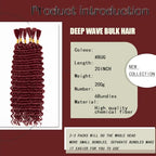 Braiding Hair for Boho Braids Hair 200g 20 Inch Curly Braiding Hair No Weft Deep Wave Bulk Hair for Braiding Wet and Wavy Boho Hair for Braiding (#bug,200g/ 6 bundles)