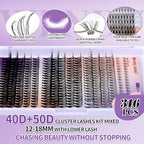 Lash Clusters Kit Fluffy Thick Volume Eyelash Clusters DIY False Eyelashes Wispy Individual Lashes D Curl Cluster Eyelash Extensions Comfortable Lash Extension by WENDY LASHES（40+50P-D-1218）