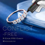 5 Stone Moissanite Rings for Women, 3.75MM D Color VVS1 Clarity Lab Created Moissanite Anniversary Rings 14K White Gold Filled S925 Sterling Silver 5 Stone Moissanite Wedding Bands for Women Jewelry