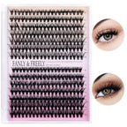 Lash Clusters 280Pcs Cluster Lashes 30D 40D D Curl False Eyelashes Mix9-16mm Eyelash Clusters Individual Cat Eye Lashes Clusters for DIY Cluster Eyelash Extensions at Home (30D+40D-0.07D-9-16MIX)