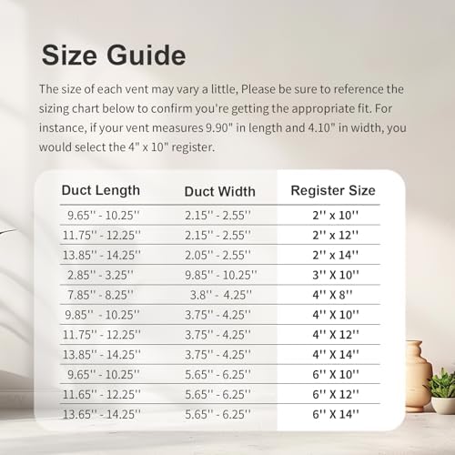 Floor Register 6 x 14 Inch 2 Pack, Floor Vent Covers for Home Floor, Sidewall, Premium Finish Register Vent Covers with Easy Adjust Air Supply Lever, Brown