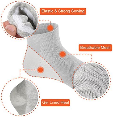 Selizo 5 Pairs Moisturizing Gel Heel Socks Open Toe Socks for Dry Hard Cracked Heels, 5 Colors