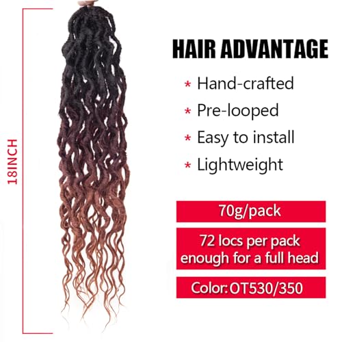 Faux Locs Crochet Hair 24Inch Goddess Locs Crochet Hair, 6Packs Crochet Locs Soft Locs Curly Ends Faux Locs Synthetic Crochet Braids Hair Extensions(OT530/350, 24'')