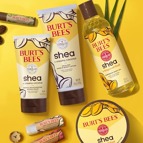 Burt's Bees Valentines Day Gifts, Shea + Tropical Fruit Indulgent Hand and Body Butter, Non-Greasy, Antioxidant Rich for Glowing Skin, Non-Irritating, Natural Origin Skin Care, 11 oz.