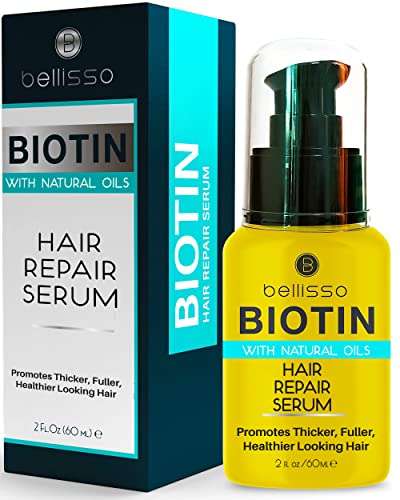 BELLISSO Biotin Hair Thickening Serum for Men and Women - Intense Strengthening Treatment Product with Natural Botanical Oil Blend to Help Boost Thin Hair - Repair Thinning Hair 2 Fl Oz (60ml)