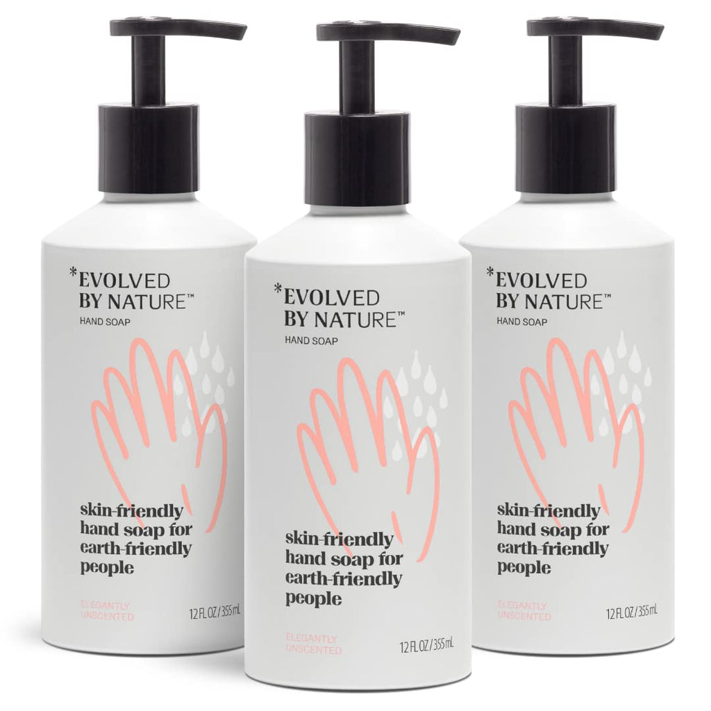 EVOLVED BY NATURE Evolved By Nature Fragrance Free Hand Soap (10 oz, 3 Packs) - Contains Only 12 Naturally Derived Ingredients | Allergen, Irritant & SLS Free | Wash