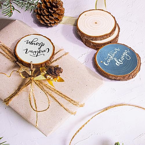 SENMUT Wood Slices 3.5-4.0 Inch Natural Rounds Unfinished Wooden Circles