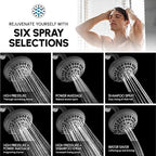 Luxury Spa Series Shower Head, 6 Spray Setting, 4.5 Inch Adjustable High Pressure Shower Head Fixture for Hard Water, 360-Degree Tilt Massage Shower System - Charcoal Gray Shower Head