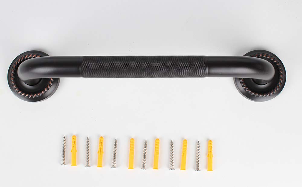700Brass 18-Inch Grab Bar Featuring Anti-Slip Handrail, Solid Brass, Oil Rubbed Bronze, Heavy-Duty Construction Armrest, Bathroom Bathtube Shower Safety Rail