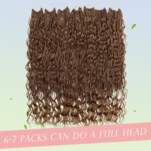Goddess Box Braids Crochet Hair for Black Women 24 Inch 7 Packs Boho Crochet Box Braids Pre Looped Bohomian Box Braids crochet hair with Curly Ends Synthetic Braiding Hair Extensions M33/30/27
