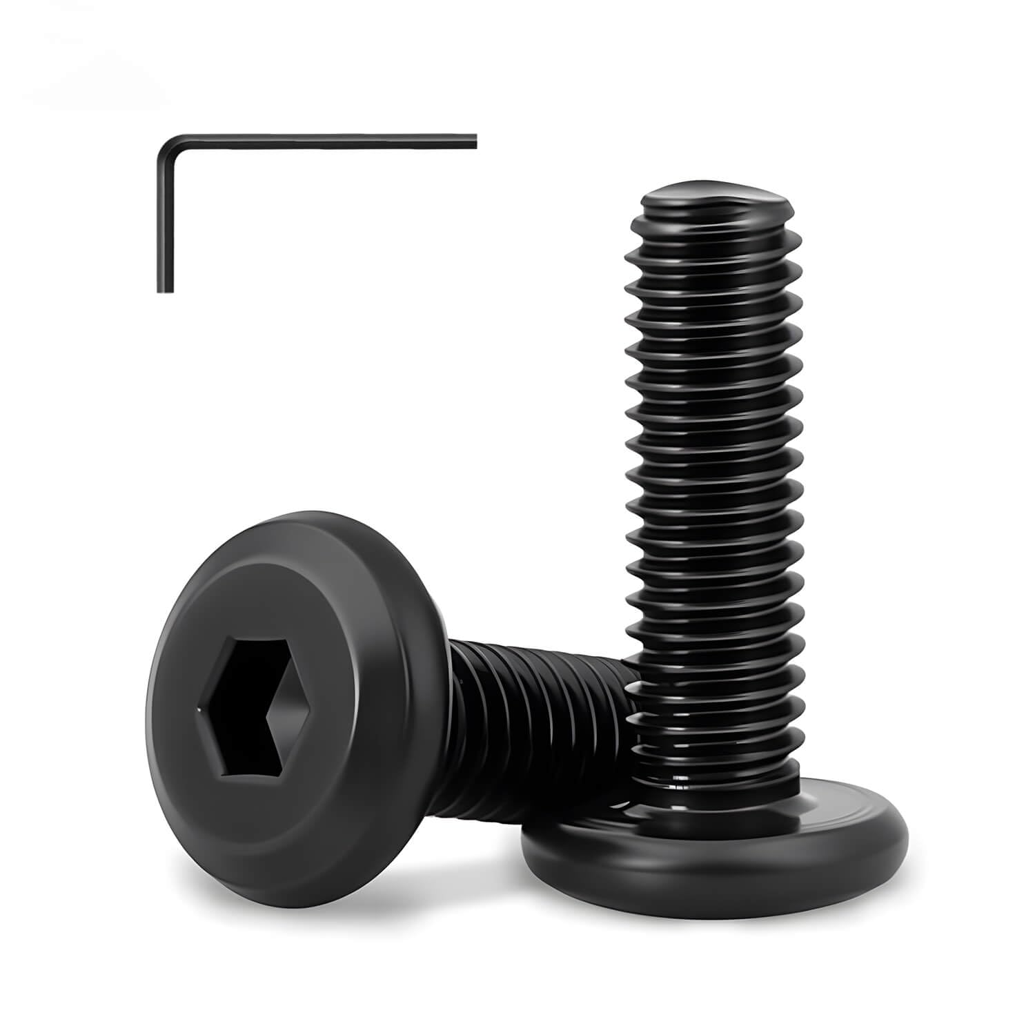 M5 x 10mm (25 Pack) Metric Flat Head Hex Socket Cap Screws Bolts, Black Oxide 304 Stainless Steel 18-8, Hex Drive, Bright Finish Fully Machine Thread