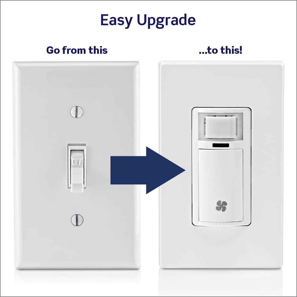 Leviton Humidity Sensor Switch for Bathroom Exhaust Fan, Automate Ventilation, Air Circulation, Moisture Control, ¼ HP, Single Pole, DHS05-1LI, Ivory
