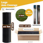 HORCH Black Hardware Cloth 1/2 inch 48x100 19-Gauge, Vinyl Coated Wire Mesh Roll, Chicken Wire Mesh, Tree Guard, Gopher Wire, Rodent Mesh, Chicken Wire Fencing, Garden Fence