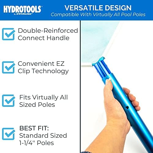 Swimline HYDROTOOLS 8028 Premium Aluminum Leaf Skimmer Net Head Cleaner | For Swimming Pool Spa Fountain Pond Hot Tub | Leaves Bugs Debris Fine Cleaning Maintenance | Heavy Duty Extra Large
