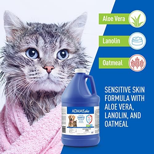 Plus Flea & Tick Shampoo with Precor for Cats, Kittens, Dogs & Puppies Over 12 Weeks Of Age, Sensitive Skin Flea Treatment Formula, Kills Adult Fleas, Flea Eggs, Ticks, and Lice, 1 Gallon