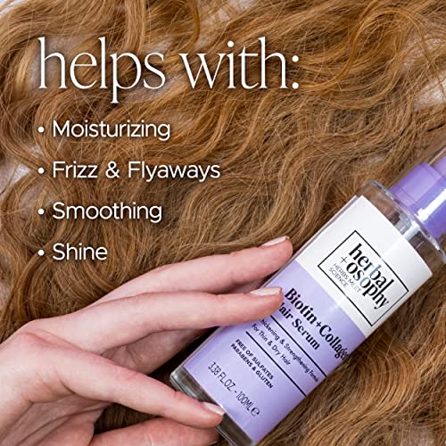 Bitoin & Collagen Hair Serum – Thickening & Strengthening Formula for Thin & Dry Hair – Salon-Quality Haircare with Natural, Healthy Ingredients. Vegan. Sulfate & Paraben Free. 3.38oz