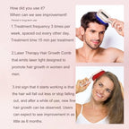 Laser Therapy Hair Growth Comb,FDA Cleared laser comb for hair growth,Red Light Electric Scalp Massager (Pink)