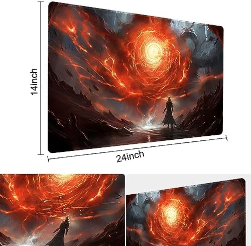 MTG Playmat Size 24x14in Free Storage Bags Non-Slip Backing Printing, Ideal for Card Game Enthusiasts TCG Playmat (No with Zone,Powerful Energy)