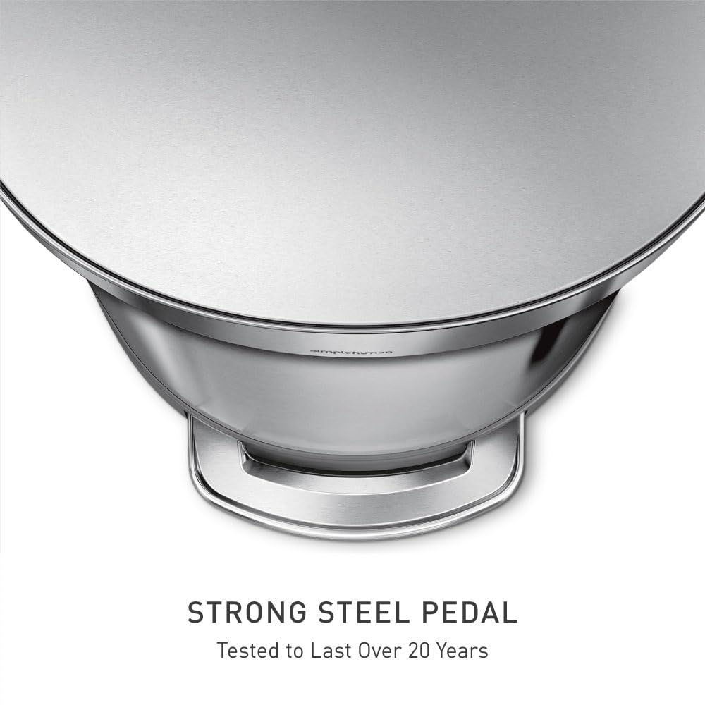 simplehuman 45 Liter/ 12 Gallon Semi-Round Hands-Free Step Trash Can, Brushed