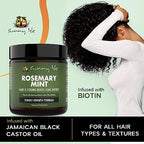 Sunny Isle Rosemary Mint Hair and Strong Roots Butter 4oz | Infused with Biotin & Jamaican Black Castor Oil | Strengthen and Nourish Hair | Dry Scalp, Split Ends