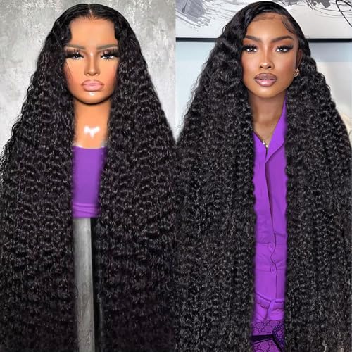 30 Inch 13X6 Lace Front Wigs Human Hair 200 Density Deep Wave Lace Front Wigs Human Hair Pre Plucked Deep Curly Glueless Wigs Human Hair for Women