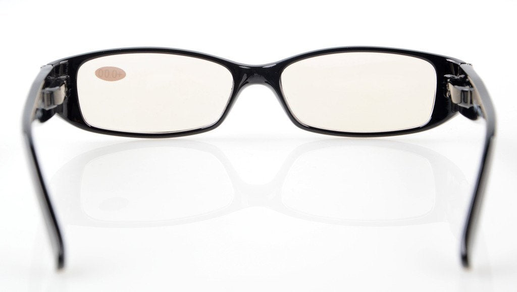 CessBlu Computer Glasses with Crystals for Women Reading Blue Light Filter Eyeglasses(Black) without Strength
