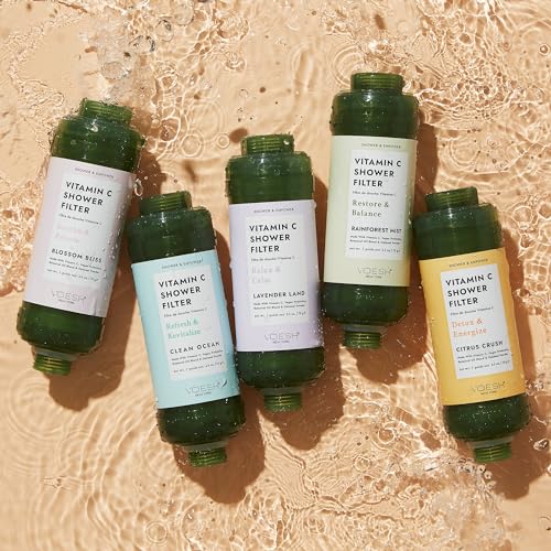 VOESH Vitamin C Shower Filter, Shower Aromatherapy, Water Purifier, Water Softener, Vegan Probiotics, Spa Shower Head, Water Filter, Shower Self-Care