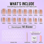 BTArtbox Press on Nails Coffin - Gold Rose French Tips Press On Nails Short for Women, Cat Eye Nail Tips, Glitter Fake Nails with Glue, Glue On Nails in 16 Sizes - 30 Nail Kit, Gold Dust