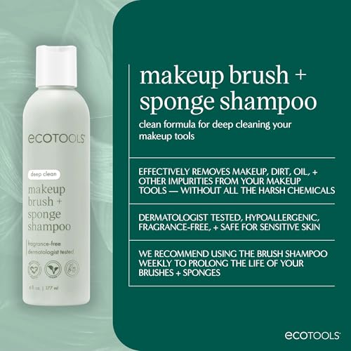 EcoTools Makeup Brush Cleansing Pad + Deep Clean Shampoo Bundle, Brush Cleaner Mat & Makeup Brush Cleanser For Deep Cleaning Tools, Clean Formula, Cruelty-Free, & Vegan, 2 Piece Set