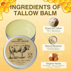 Beef Tallow for Skin, Tallow and Honey Balm,Tallow Face Moisturizer, Natural Organic Grass-Fed Beef Tallow Balm with Raw Honey Moisturizing Cream for Body Lotion Skin Care