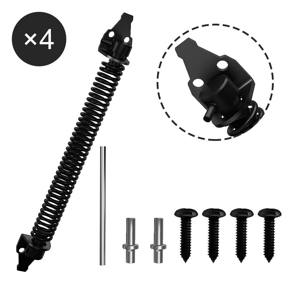 skysen 4 Pack 14" Fence gate Spring self Closing and Adjustable for Wooden or Vinyl Fence,Carbon Steel,Black(gate spring-14"-4)