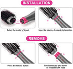 IG INGLAM 4 in 1 Blowout Brush, Negative Ion Detachable Hair Dryer & Styler Volumizer Hot Air Brush with 2 Styling Brush Heads, Silver