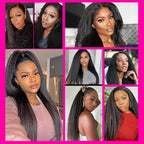 Selina Lace Closure Kinky Straight 4x4 Lace Closure Hd Lace Closure Kinky Straight Human Hair Free Part Lace Closure Hair Natural Color Black(8inch Kinky Straight, 4x4)