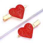NVENF Valentine’s Day Heart Hair Clips for Women Rhinestone Glitter Enamel Heart Hairpins Sweet Lovely Heart Hair Barrettes Styling Hair Accessory Party Gifts (Full Rinestone Heart)
