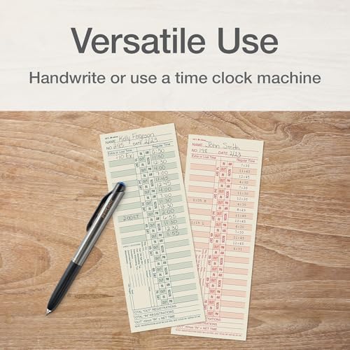 Adams Time Cards, Bi-Weekly, 2-Sided, Overtime Format, 3-3/8" x 9", Manila, Green/Red Print, 200-Count (9675-200)