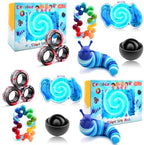 Cevioce 10Pcs Fidget Toys Adults Pack,Stocking Stuffers for Teens Boys Girls,Autism Sensory Toys with Fidget Spinner Slug Magnetic Rings,Squishy Fidget Toys ADHD Stress Relief,Party Favor for Kid-BB