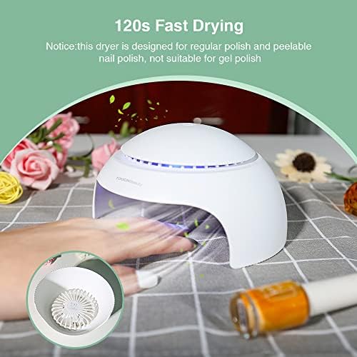 Nail Dryer for Kids Teens Beginners: Safe Nail Dryer for Regular Polish with Fan & Light Battery Powered - Non-Hands Tanned Version (TB-2130)