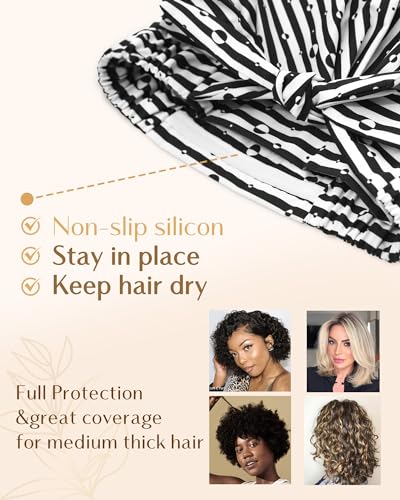 Yanibest Non-Slip Shower Cap for Women, Adjustable Luxury Waterproof Shower Cap, Reusable Cute Shower Cap Hair Cap to Keep Hair Dry