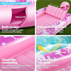 SLOOSH Inflatable Tanning Pool Lounger Float, 85" x 57" Extra Large Pool Floats Adult with Pillow, 4 in 1 Suntan Tub Raft Floatie,Sunbathing Bed Lounge Blow Up Ball Pit Party Gifts, XL-Hot Pink
