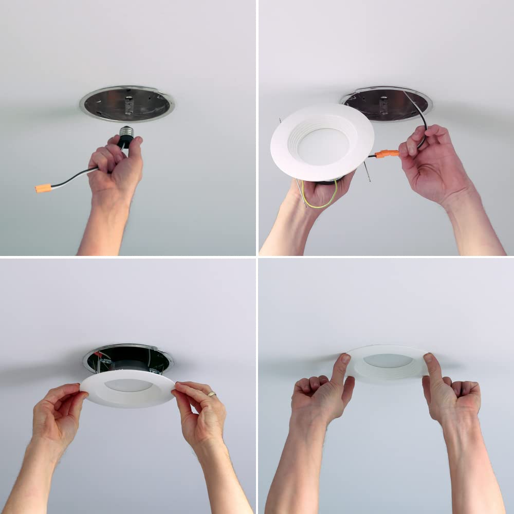 HALO LT 5 in / 6 in 6-Pack Indoor/Outdoor Recessed LED Retrofit Trim Can Lights 3CCT Selectable 3000K/4000K/5000K 600 Lumens Dimmable ENERGY STAR Certified