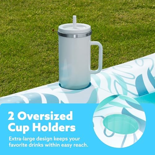SLOOSH Inflatable Tanning Pool Lounger Float, 70" x 46" Pool Floats Adult with Pillow, 4 in 1 Suntan Tub Raft Floatie,Sunbathing Bed Lounge for Water Blow Up Kids Ball Pit Party Gifts, L-Cyan White
