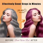 Hair Dye Shampoo 3 in 1, Long-Lasting Gray Hair Coverage, Hair Color Shampoo with Herbal Ingredients, Easy Application Shampoo Para Canas for Women Men 16.9 Fl Oz (Dark Red Wine)